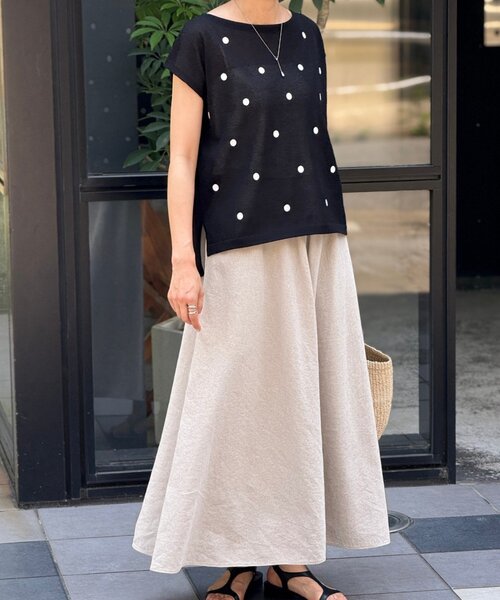 ビアズリー beardsley リネンフレアスカート サイズ1 ベージュ ビアズリー beardsley リネンフレアスカート サイズ1 ベージュ