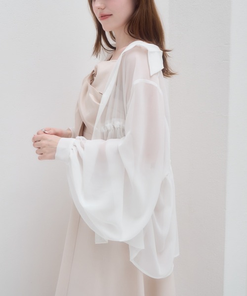 ブラウス シャツ ドロストシャーリングシアーシャツ レディース mellowneon ブラウス シャツ ドロストシアーシャツ レディース