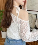 tシャツ ストラップチョーカーネックリボンワン...の詳細画像4