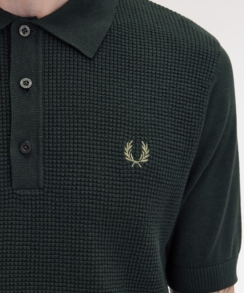FRED PERRY ポロシャツ Waffle Stitch Knitted Polo Shirt