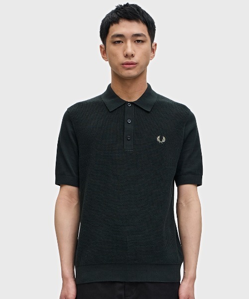 FRED PERRY ポロシャツ Waffle Stitch Knitted Polo Shirt