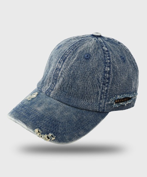 Ressaca キャップ 帽子 ワンポイント刺繍ロゴダメージ加工デニム
