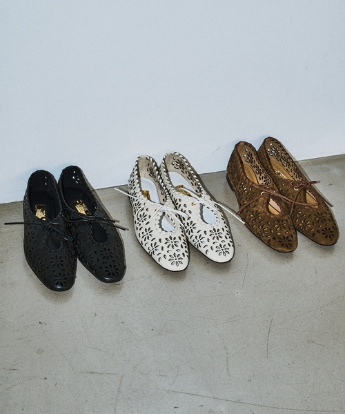 LE TALON フラットシューズ 追加》フレンチスクエアレースアップフラット（フラットシューズ