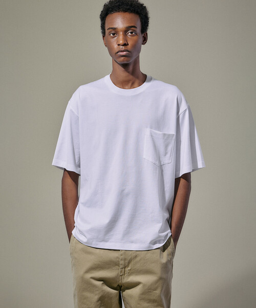 極美品【handvaerk】60/2 クルーネックポケットビッグTシャツ handvaerk tシャツ | 60/2 クルーネックビッグポケットTシャツ