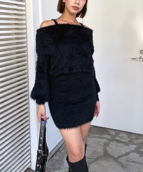 「SPIRALGIRL」 ニットワンピース FREE グレー レディース_画像2