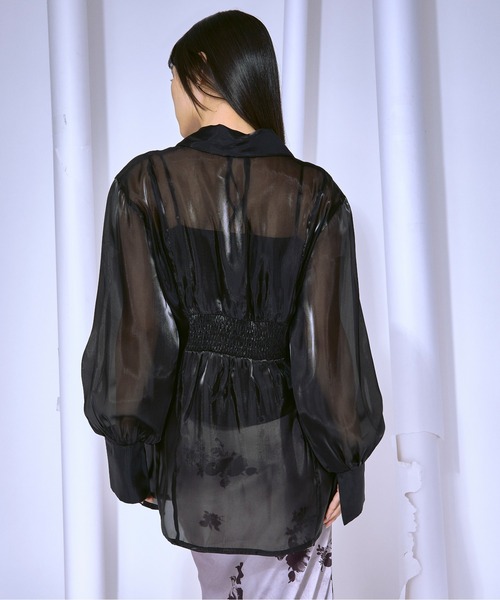 ARTISTRY セット Ezick ブラウス シャツ Waist tuck design 光沢シアーシャツ