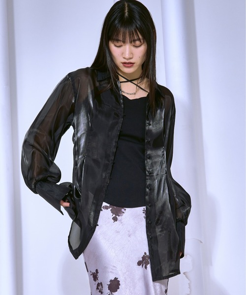 レディースシャツ らくらくオーダー 形態安定 軽井沢シャツ Y30KZAF62 形態安定 スキッパーギャザーシャツ ラベンダーストライプ【AOKI