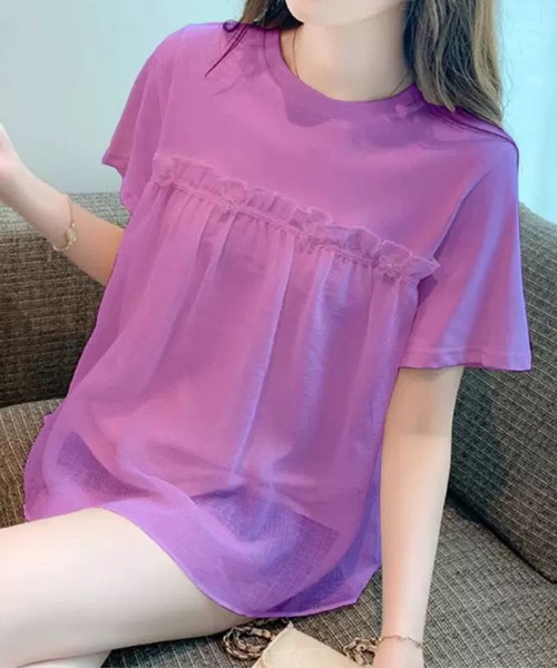 tシャツ シフォンドッキングＴシャツ レディース