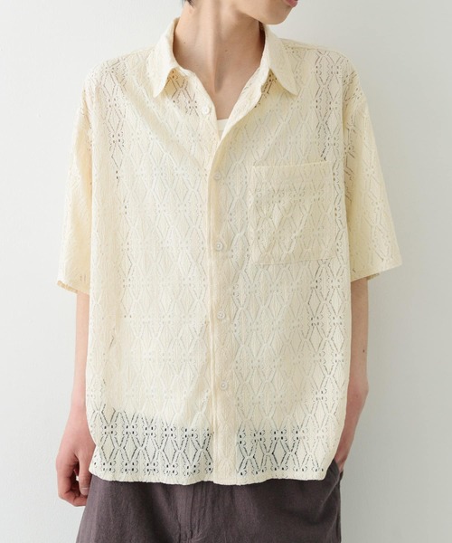 ITEMS URBANRESEARCH シャツ レギュラーカラーレース半袖シャツ