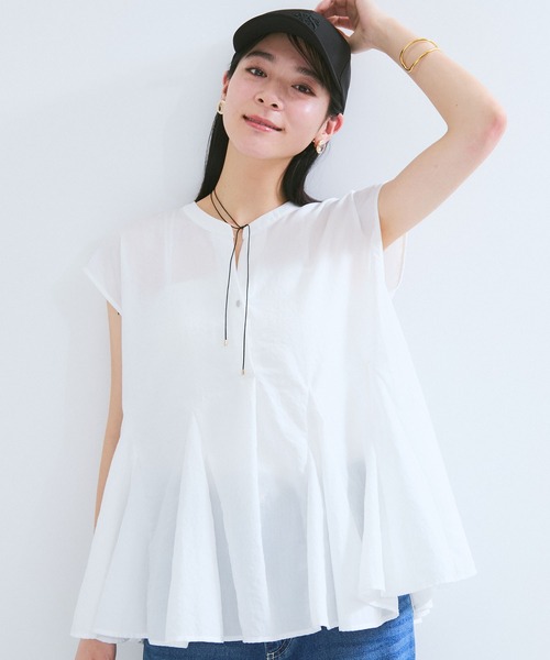 ブラウス シャツ 「防シワ/洗える」スキッパーフレアブラウス レディース VIS ブラウス シャツ 「防シワ/洗える」スキッパーフレア