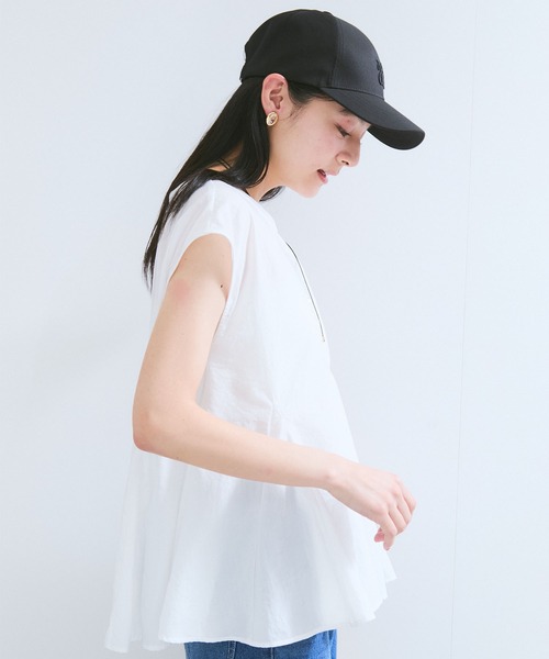 VIS ブラウス シャツ 「防シワ/洗える」スキッパーフレア