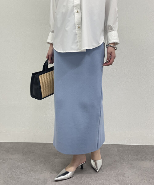【Loungedress】ハイツイストニットスカート　サックスブルー Loungedress】ハイツイストニットスカート サックスブルー