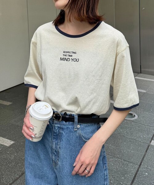 tシャツ SHIPS NINE CASE:シアー ロゴ リンガー TEE レディース SHIPS NINE CASE:シアー ロゴ リンガー TEE （カットソー