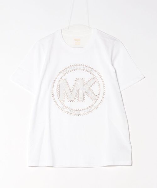 tシャツ ラインストーン MK サークル ロゴ Tシャツ レディース