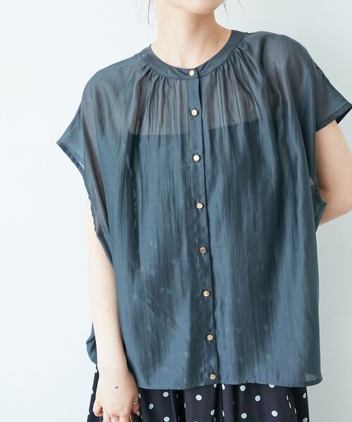 ブラウス シャツ 「手洗い可能」シアーギャザー2WAYブラウス レディース le.coeur blanc｜<<手洗い可能>>シアーギャザー2WAYブラウス