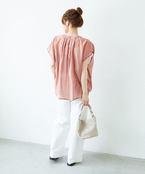 ブラウス シャツ 「手洗い可能」シアーギャザー2WAYブラウス レディース le.coeur blanc ブラウス シャツ 「手洗い可能」シアーギャザー