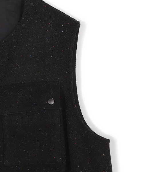 ベスト ジレ 「50th Anniv . 菊池武夫」HARRIS TWEED COLOR NEP VEST メンズの画像