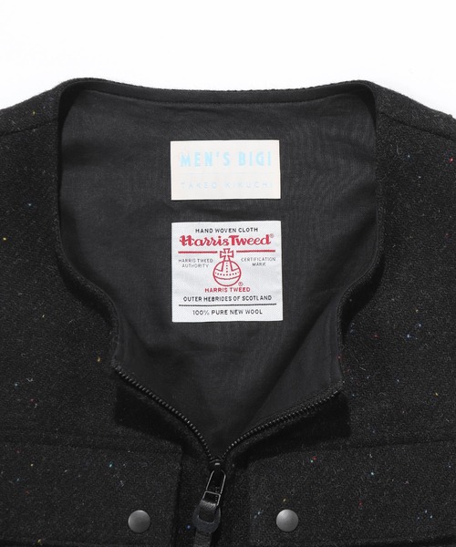 ベスト ジレ 「50th Anniv . 菊池武夫」HARRIS TWEED COLOR NEP VEST メンズの画像