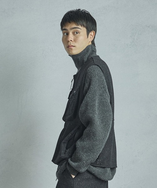 ベスト ジレ 「50th Anniv . 菊池武夫」HARRIS TWEED COLOR NEP VEST メンズの画像