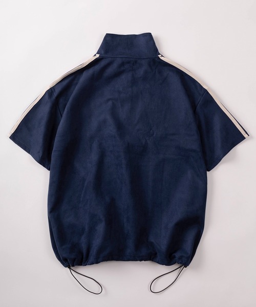 tシャツ 「85」カットスウェード サイドライン 刺繍ロゴ ハーフジップ