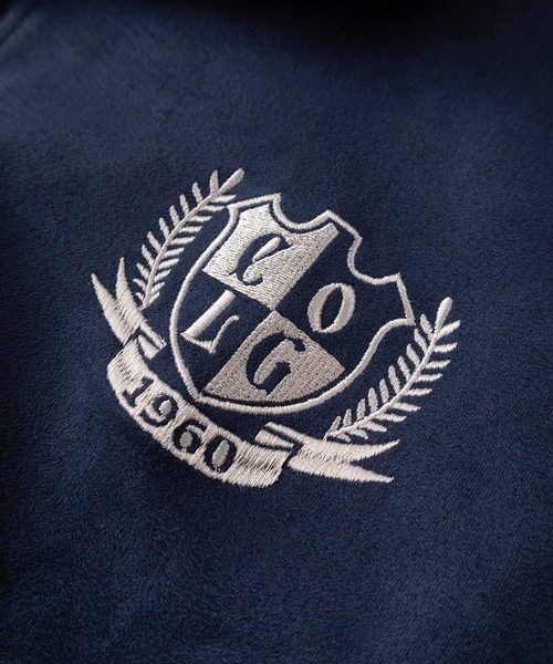 ソフネット｜スコーピオン刺繍ロゴ シアサッカーバギーシャツ オーバーサイズ tシャツ 「85」カットスウェード サイドライン 刺繍ロゴ ハーフジップ