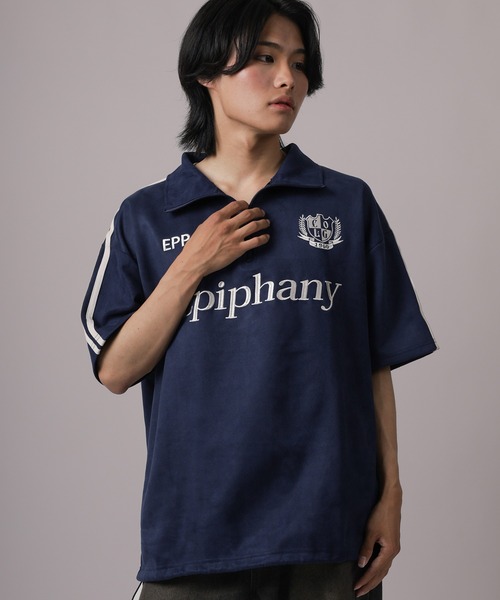 tシャツ 「85」カットスウェード サイドライン 刺繍ロゴ ハーフジップ