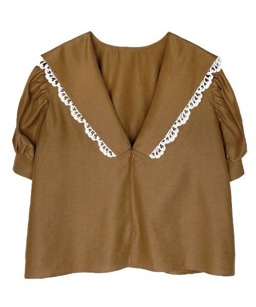 ブラウス シャツ lace trim sailor blouse レディース