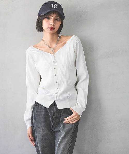 リブページ PAGEBOY（ページボーイ） tシャツ ランダムリブ2WAYカーディガン