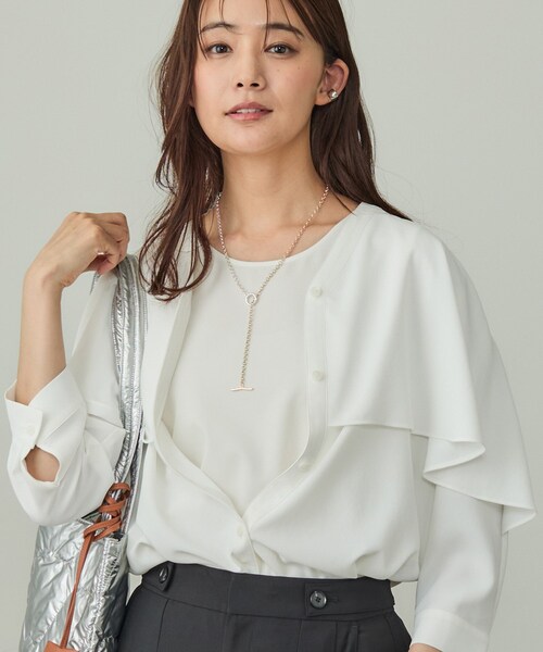 ブラウス シャツ 「着る日傘／UVケア／接触冷感」ケープカラーブラウス レディース INDIVI ブラウス シャツ 「着る日傘／UVケア／接触冷感」ケープ