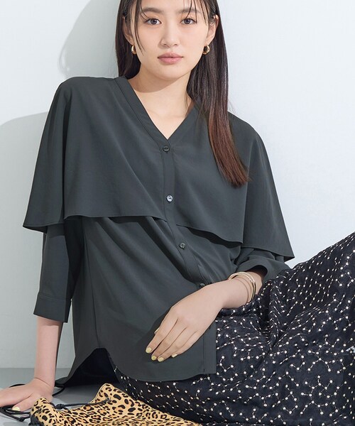 ブラウス シャツ 「着る日傘／UVケア／接触冷感」ケープカラーブラウス レディース INDIVI ブラウス シャツ 「着る日傘／UVケア／接触冷感」ケープ