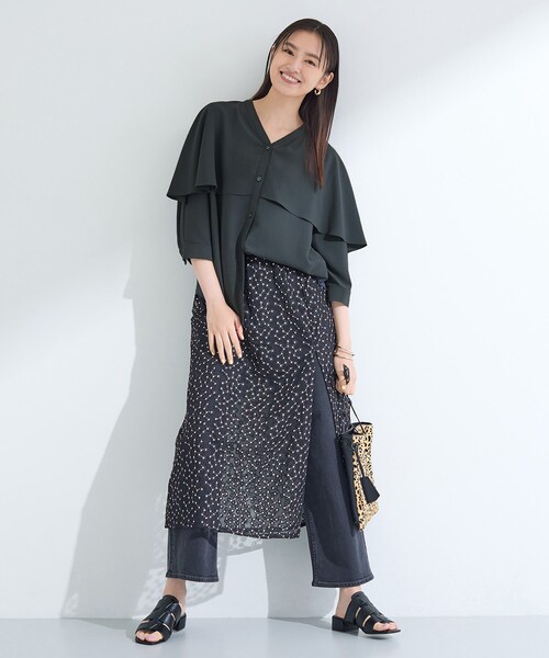 ブラウス シャツ 「着る日傘／UVケア／接触冷感」ケープカラーブラウス レディース INDIVI ブラウス シャツ 「着る日傘／UVケア／接触冷感」ケープ