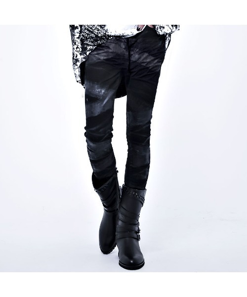 「CIVARIZE」 ダメージ加工デニムパンツ S ブラック メンズ