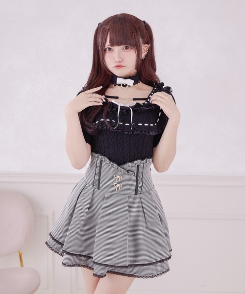 フリルチョーカーパフスリーブニット フリルチョーカーパフスリーブニット – pium