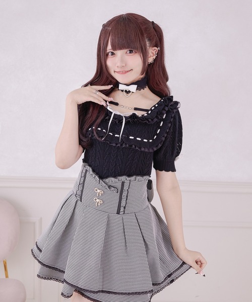 Pal elfy サマーニット ニット セーター チョーカー付き姫フリルニット