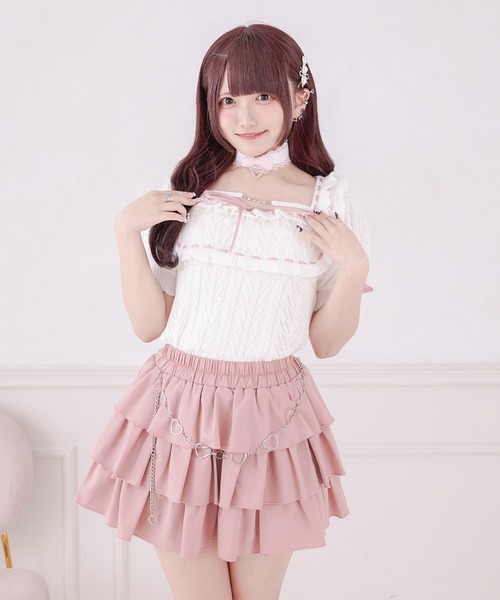 Pal elfy サマーニット ニット セーター チョーカー付き姫フリルニット 
