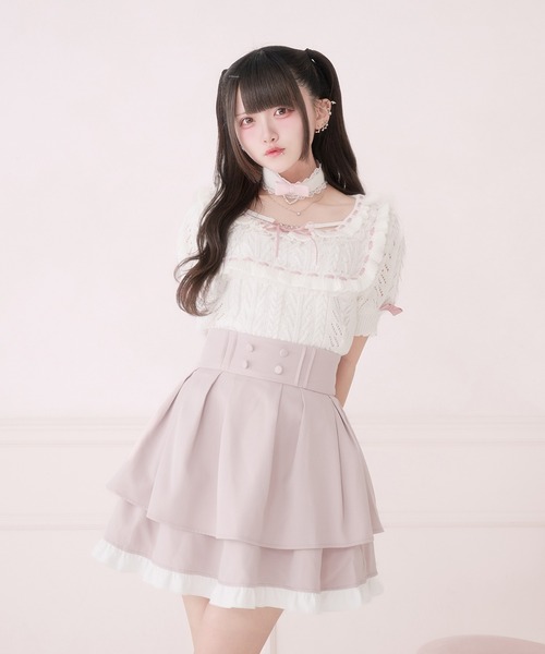 Pal elfy サマーニット ニット セーター チョーカー付き姫フリルニット