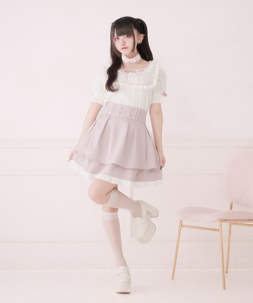Pal elfy サマーニット ニット セーター チョーカー付き姫フリルニット 