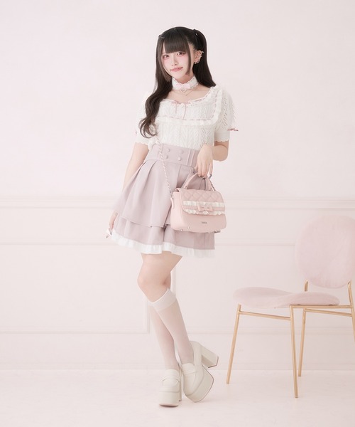 Pal elfy サマーニット ニット セーター チョーカー付き姫フリルニット