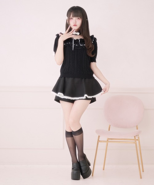 Pal elfy サマーニット ニット セーター チョーカー付き姫フリルニット 