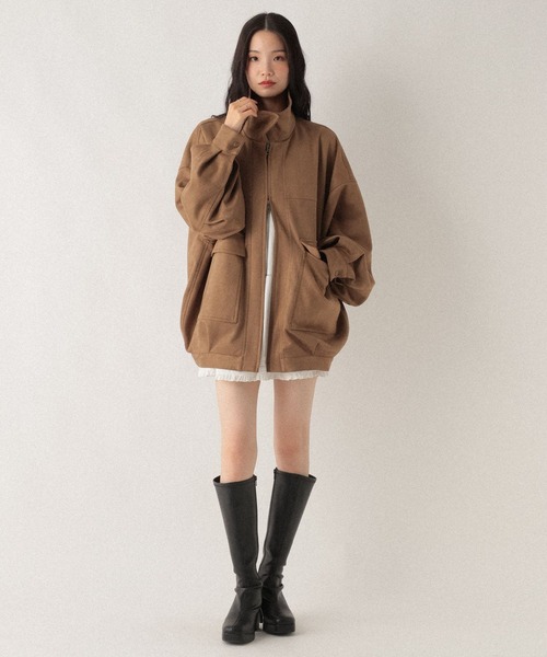 Heather ブルゾン アウター フェイクレザーBIGブルゾン2 588035