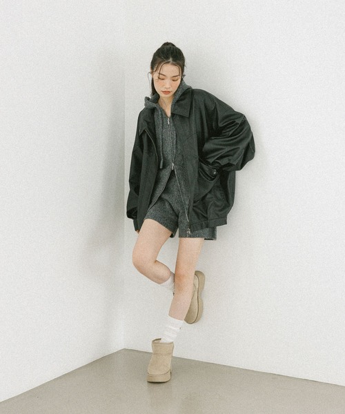 Heather（ヘザー） ブルゾン アウター フェイクレザーBIGブルゾン2