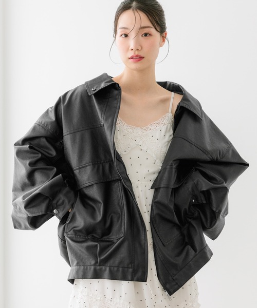 Heather（ヘザー） ブルゾン アウター フェイクレザーBIGブルゾン2