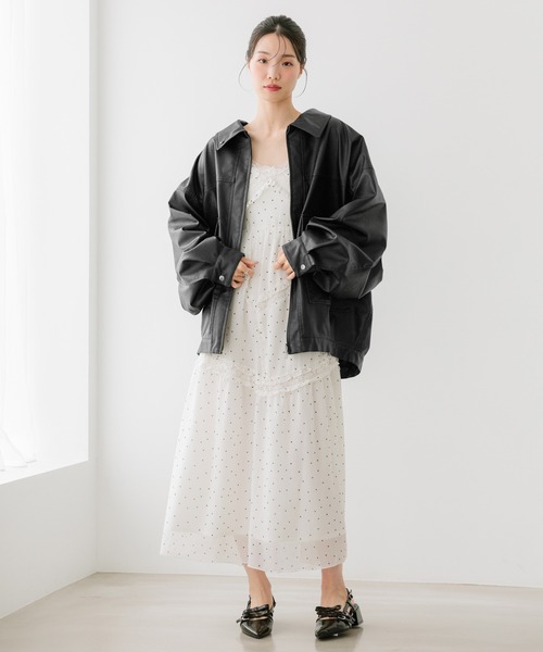 Heather（ヘザー） ブルゾン アウター フェイクレザーBIGブルゾン2