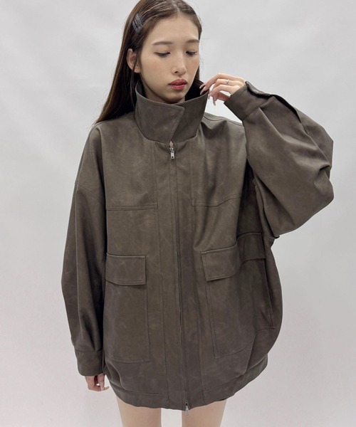 Heather BIG ブルゾン Heather ブルゾン アウター フェイクレザーBIGブルゾン2 588035