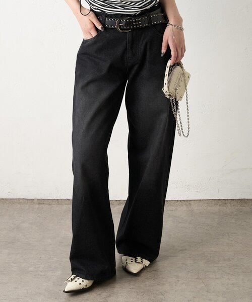 「WHO'S WHO gallery」 加工デニムパンツ MEDIUM サックスブルー レディース