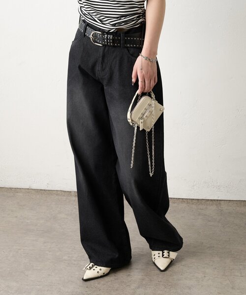 「WHO'S WHO gallery」 加工デニムパンツ MEDIUM サックスブルー レディース