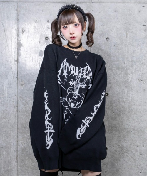 Amilige（アミリージュ） ニット セーター CrossBearジャカードニット