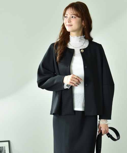 EPOCA MILANO レディース ジャケット ブラック 立体ポケット 美品 EPOCA（エポカ） ジャケット ノーカラージャケット ナチュラルビエラ