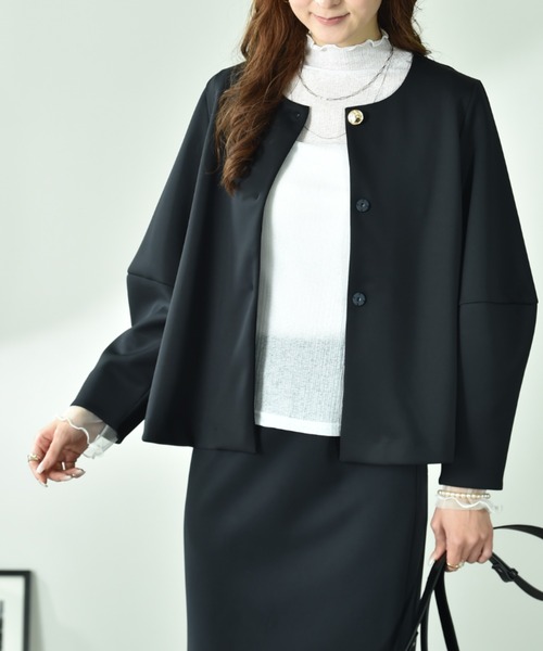 良品　YVESSAINTLAURENT ノーカラージャケット　ブレザー　大ボタン INTERPLANET（インタープラネット） ジャケット ノーカラージャケット
