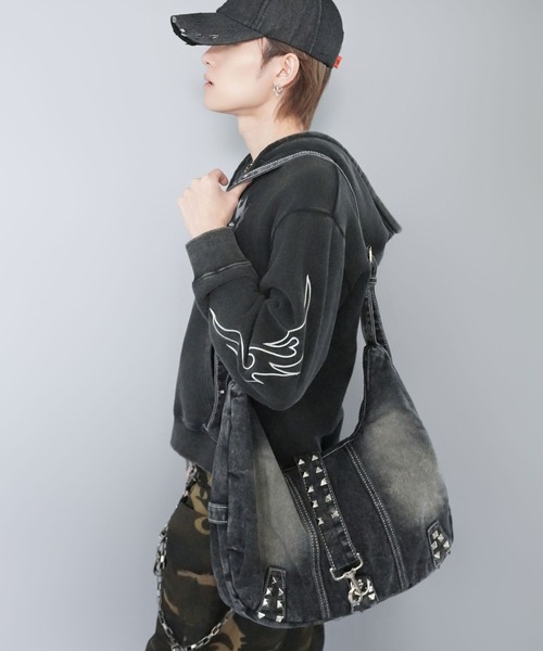 SPINNS（スピンズ） ショルダーバッグ 大容量クラッシュデニム
